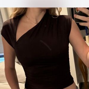 Zara ruched cut out top Elegant Brown Women's Top